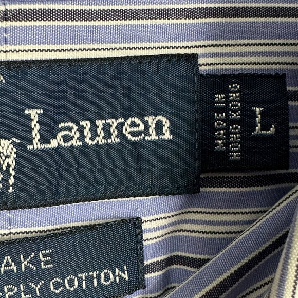 Ralph Lauren Blake Shirt Button Down Mens Large Purple Stripes Long Sleeve Pony - Picture 5 of 9